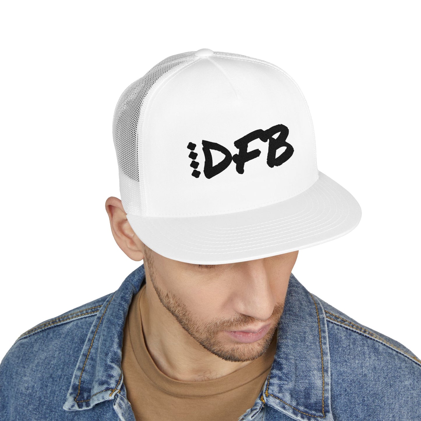DFB Flat Bill Trucker - White